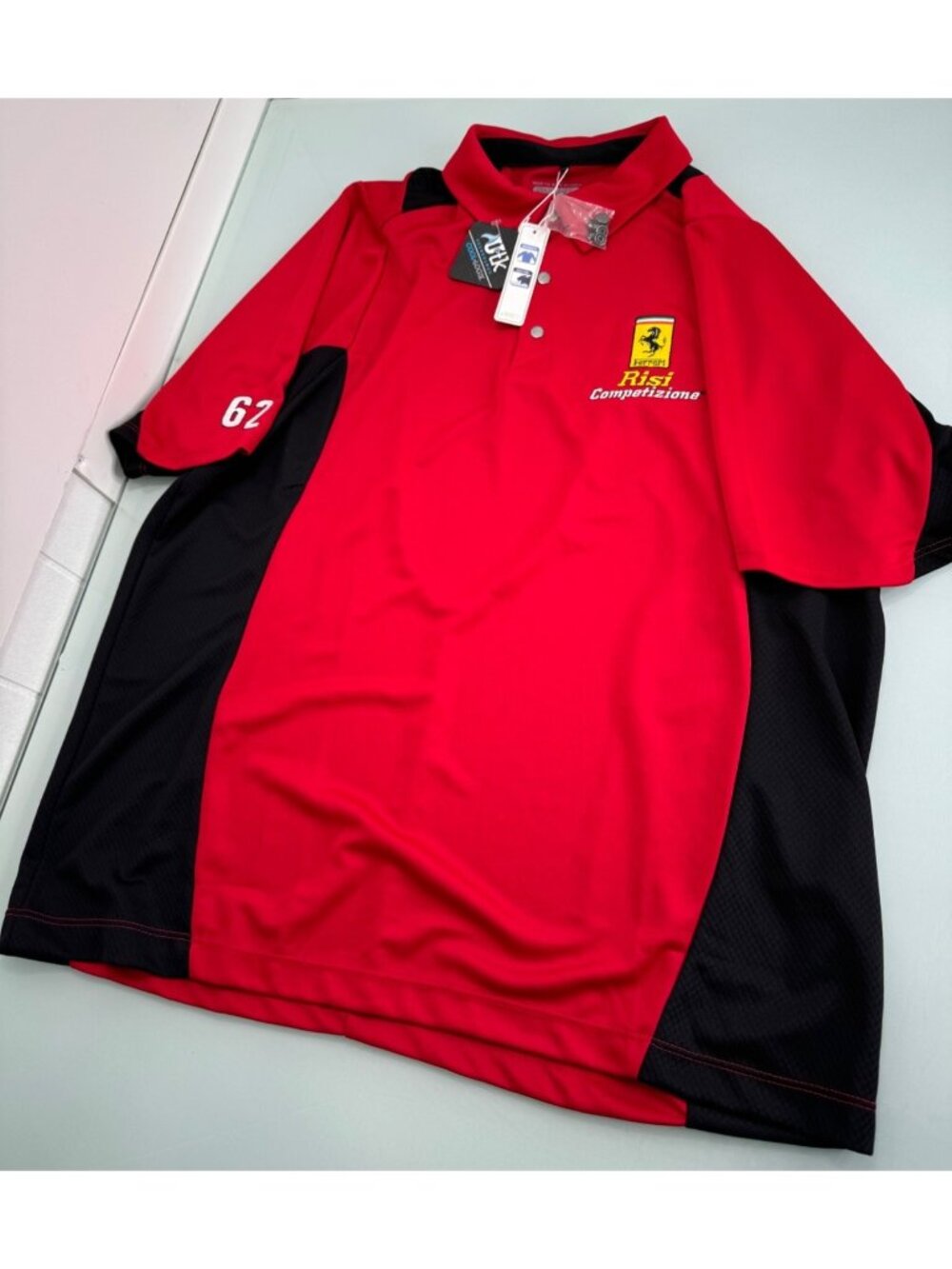 Ferrari RISI Competizione Men Performance Polo Golf Shirt Size XL Snap Button